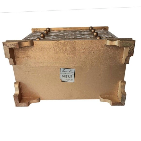 Vintage MELE Jewel Case Red & Gold Gilt Wood Jewelry Box Florentine Style Japan - Picture 5 of 13